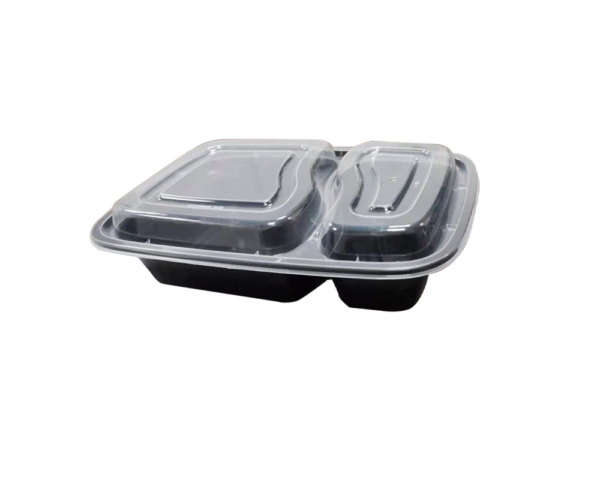 28OZ PLASTIC FOOD CONTAINER WITH LID (2 COMPARTMENT)