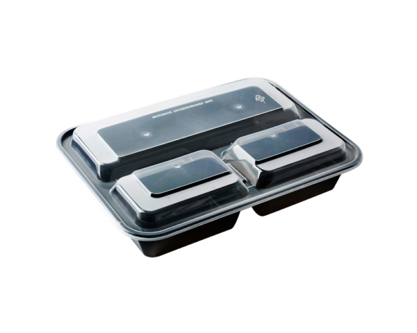 36 OZ PLASTIC food CONTAINER  WITH LID(3 COMPARTMENT)