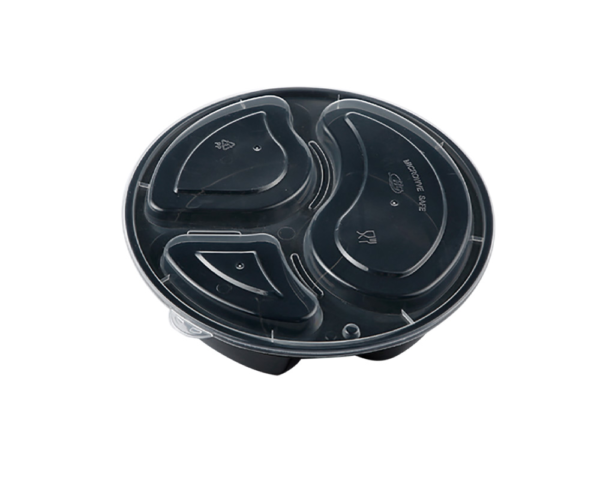 38OZ PLASTIC FOOD CONTAINER  WITH LID (3 COMPARTMENT)