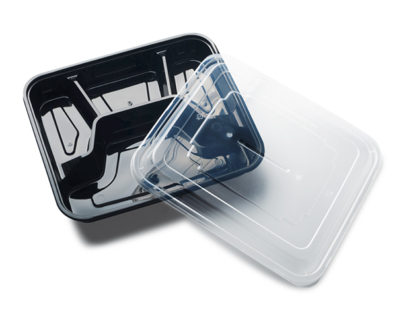 34 OZ PLASTIC FOOD CONTAINER  WITH LID (4 COMPARTMENT)